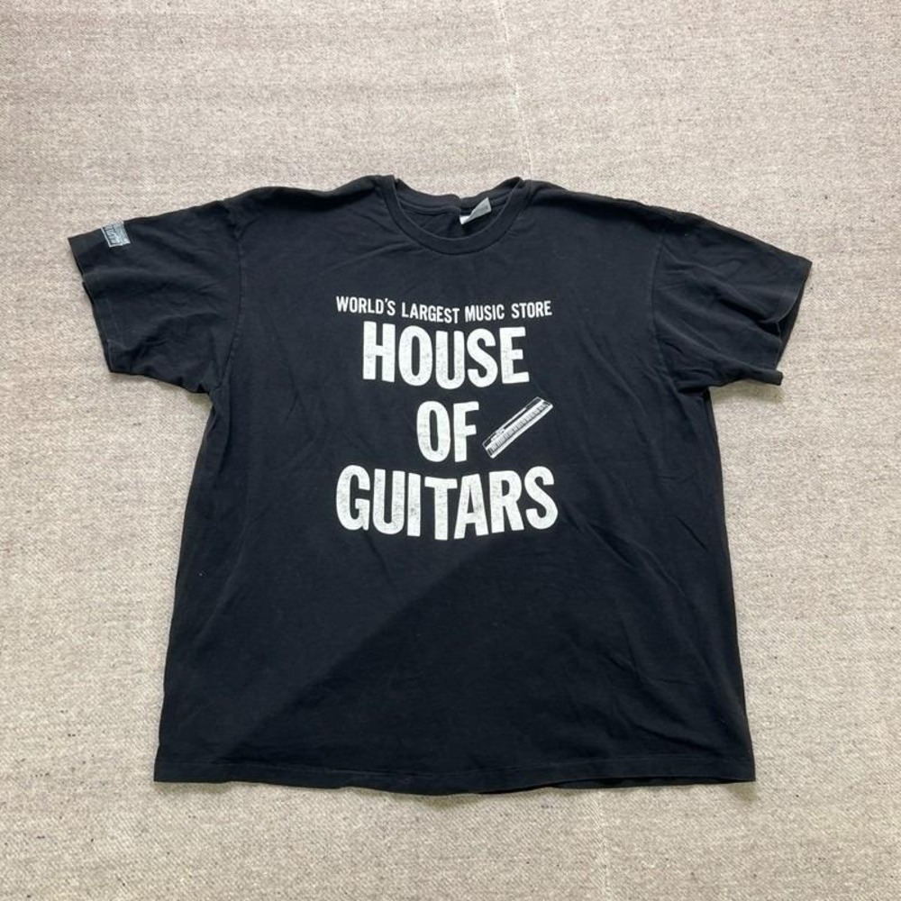 Vintage House Of Guitars Shirt Mens XXL Black 1980s Rochester New York